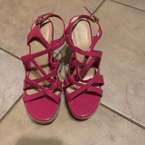 Hot pink Fergie wedges